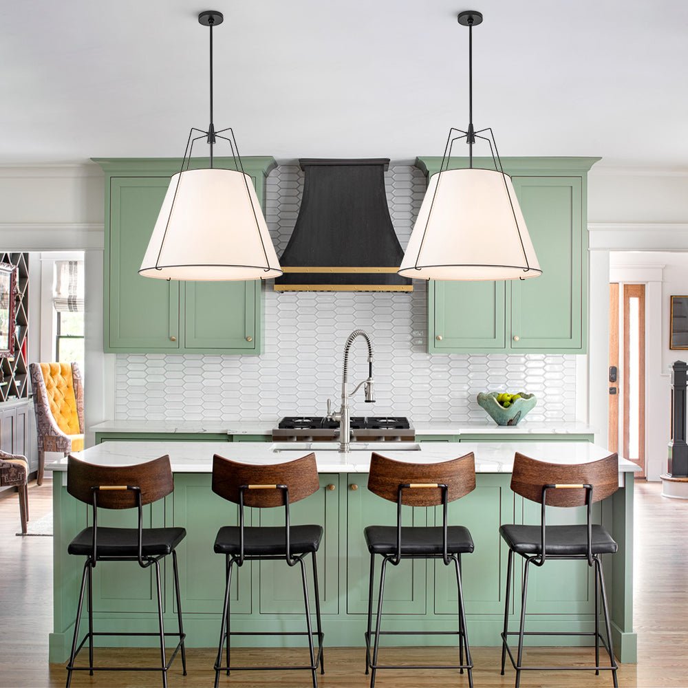 (OpenBox) Modern Fabric Conical Drum Cage Pendant Light