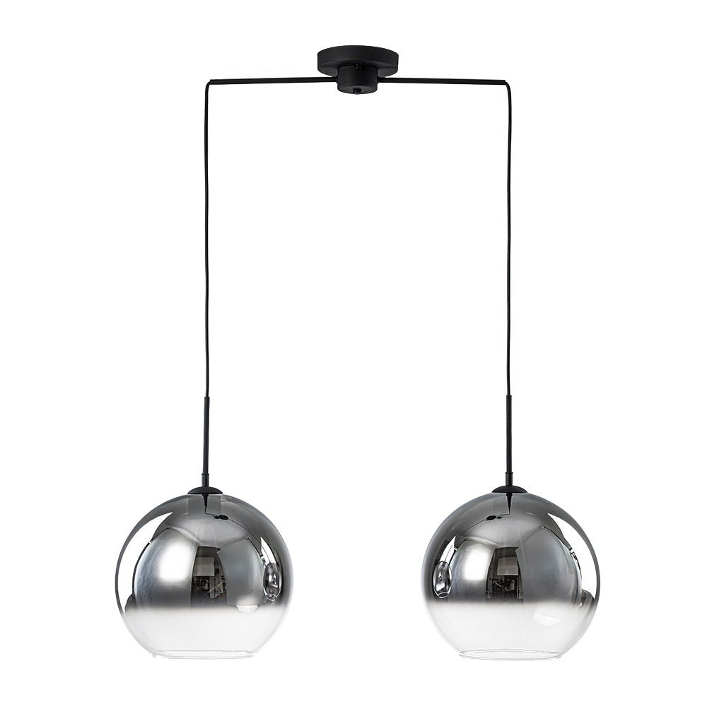 Modern Polished Gradual Smoked Glass Globe 2-Light Pendant