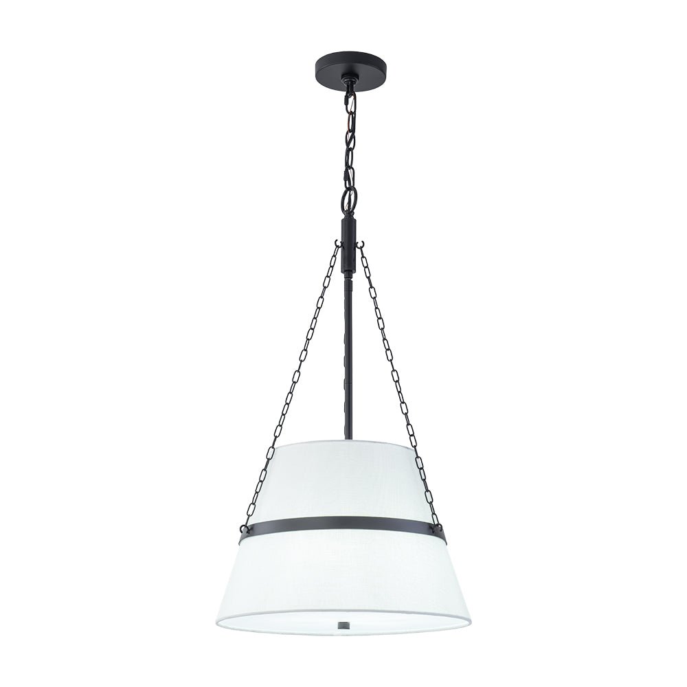 Modern White Fabric Conical Drum Cage Pendant Light