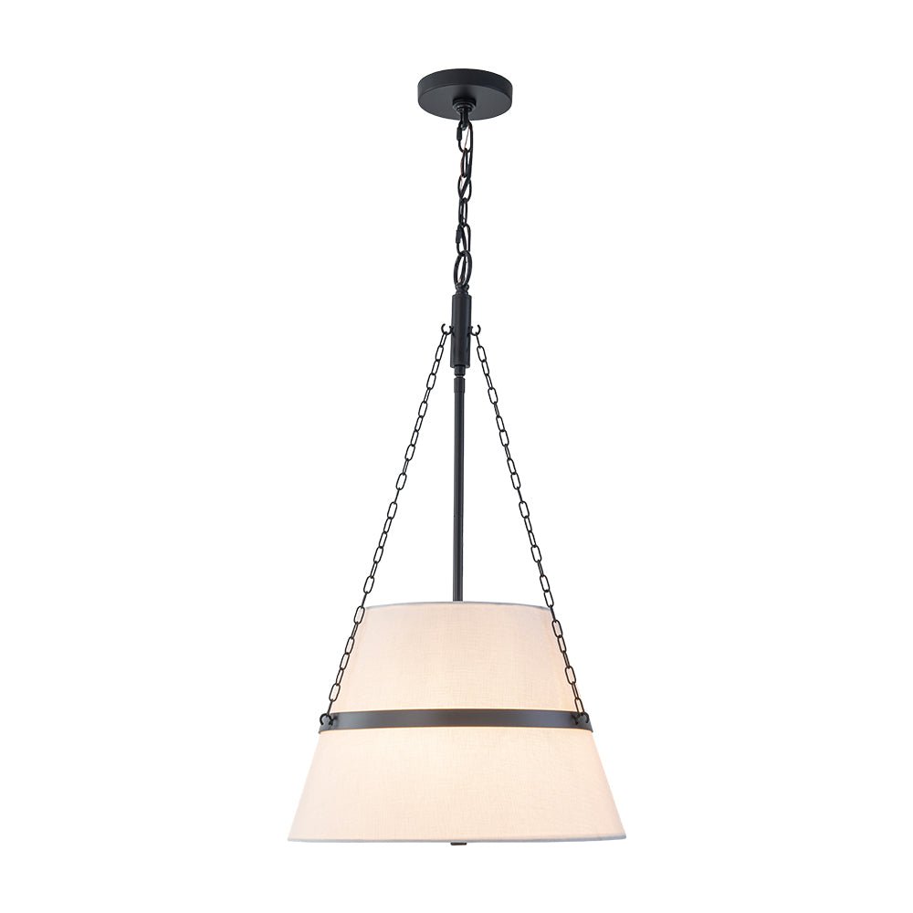 Modern White Fabric Conical Drum Cage Pendant Light
