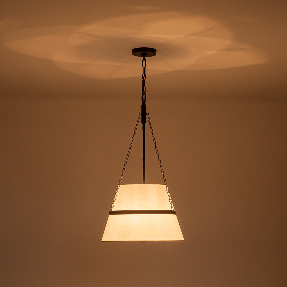 Modern White Fabric Conical Drum Cage Pendant Light