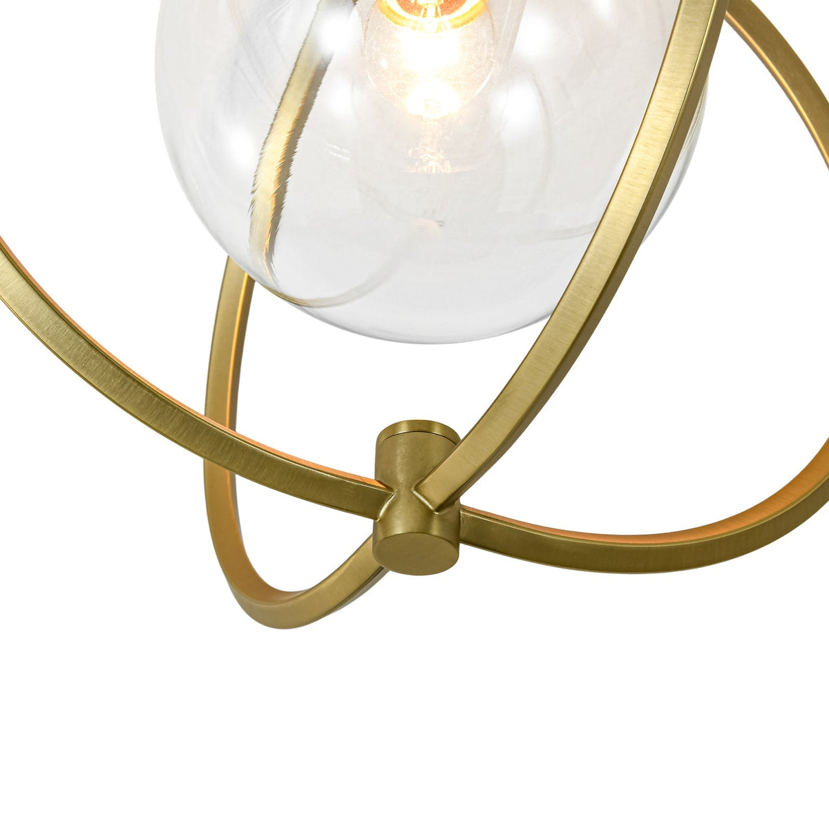 Orrery Brass Layered Ring 1-Light Glass Globe Semi Flush Mount