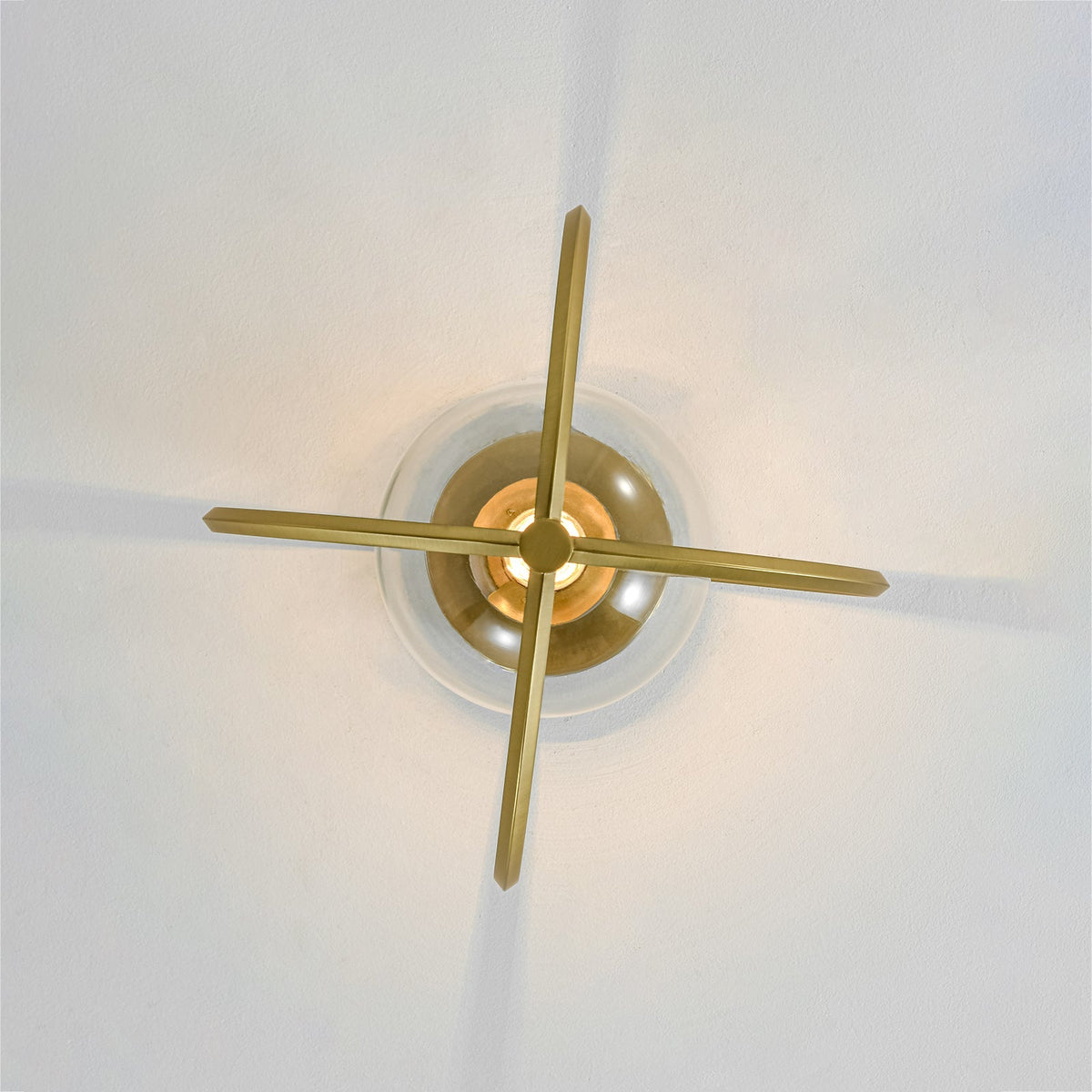 Orrery Brass Layered Ring 1-Light Glass Globe Semi Flush Mount