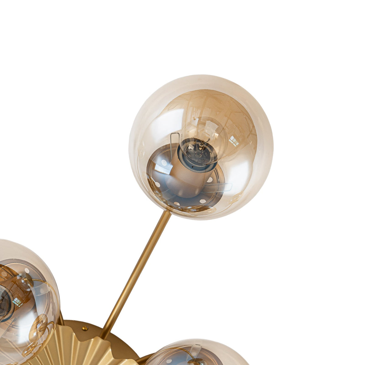 Retro Bloom 12-Light Amber Glass Bubble Semi Flush Chandelier