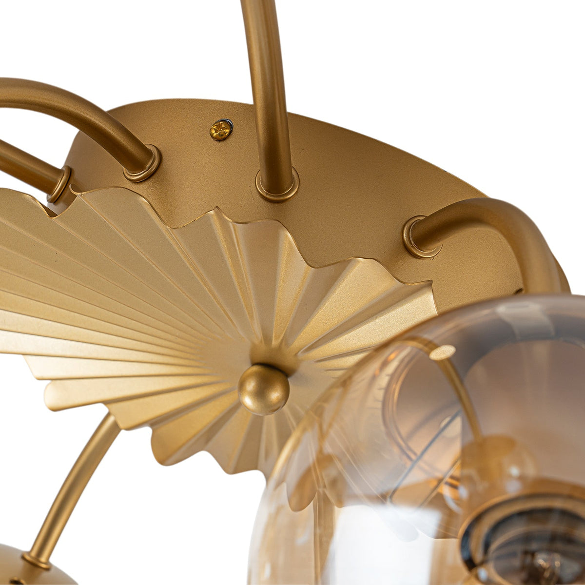 Retro Bloom 12-Light Amber Glass Bubble Semi Flush Chandelier