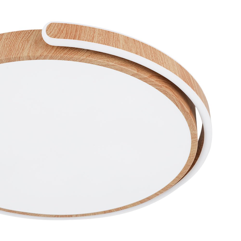Scandinavian Dimmable LED Round Wood Grain Flush Mount