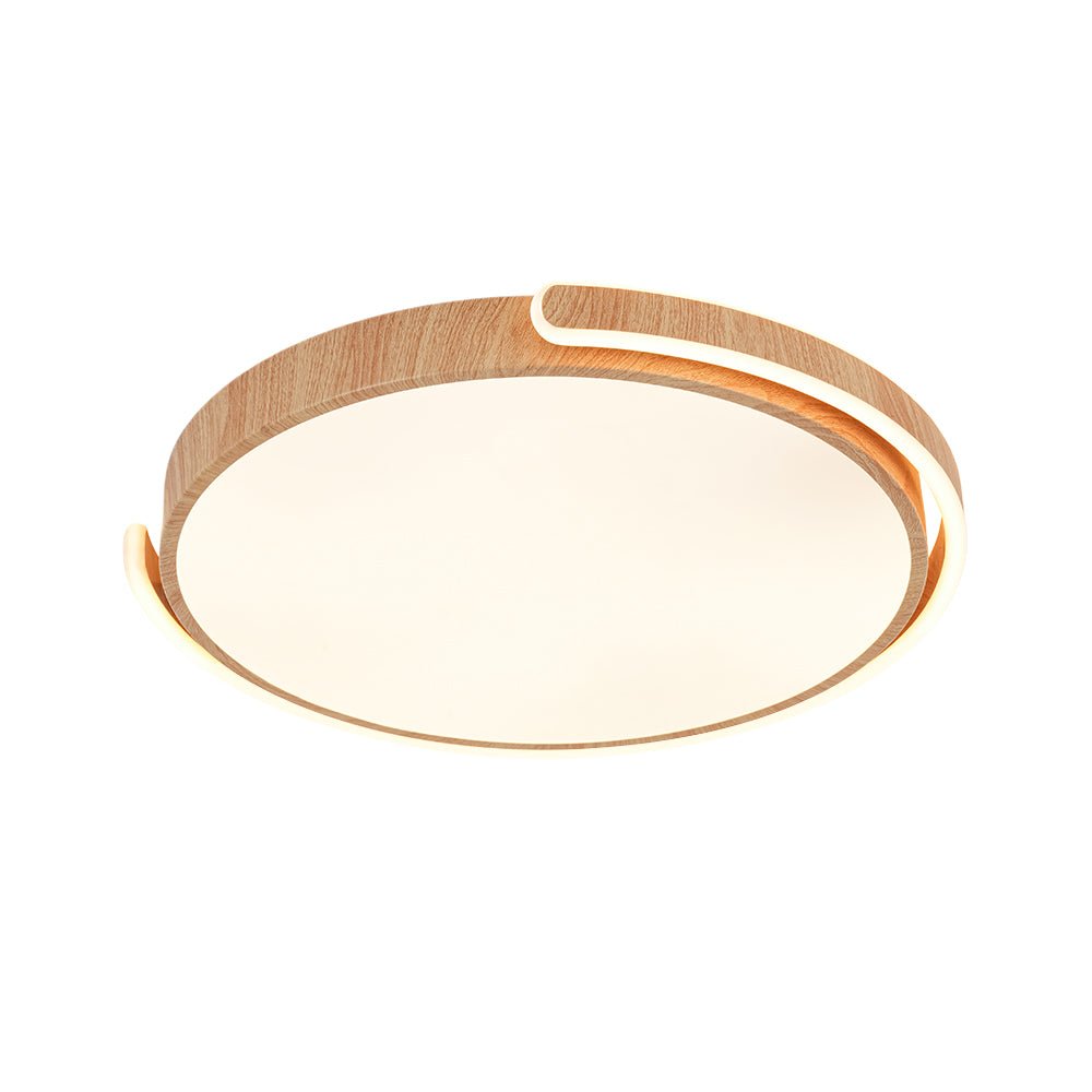 Scandinavian Dimmable LED Round Wood Grain Flush Mount