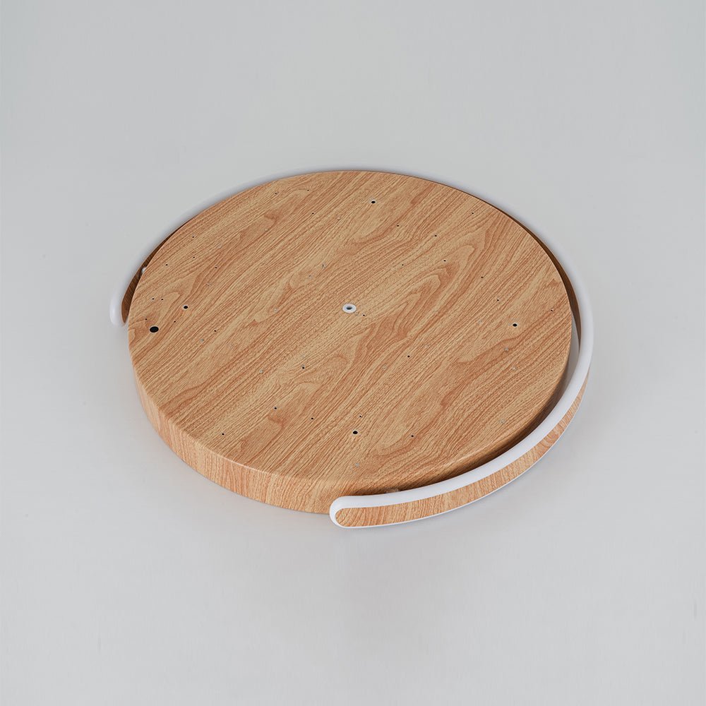 Scandinavian Dimmable LED Round Wood Grain Flush Mount