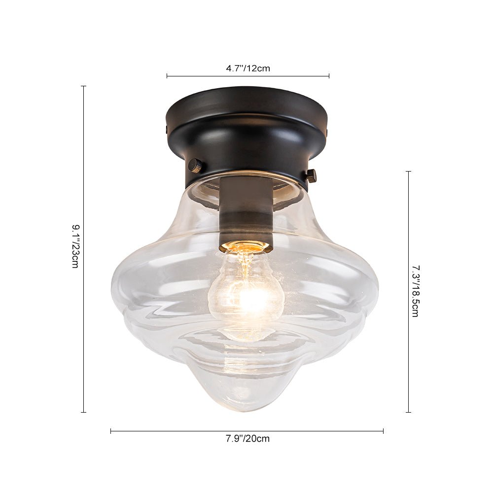 Schoolhouse 1-light Round Clear Glass Shade Semi Flush Mount