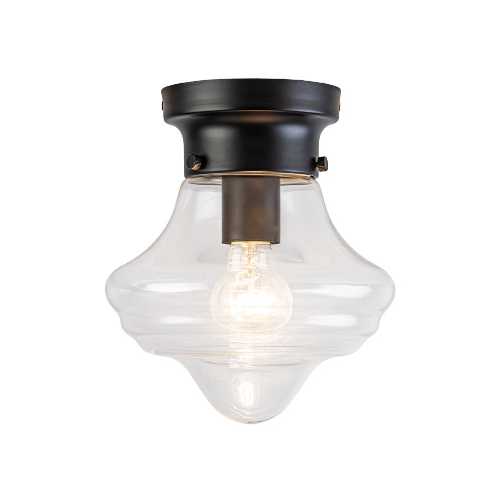 Schoolhouse 1-light Round Clear Glass Shade Semi Flush Mount
