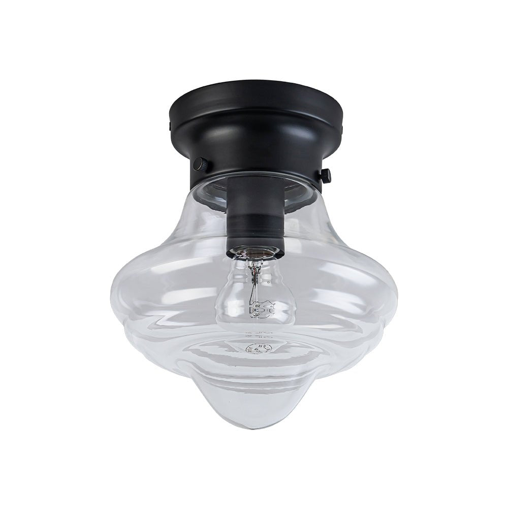 Schoolhouse 1-light Round Clear Glass Shade Semi Flush Mount