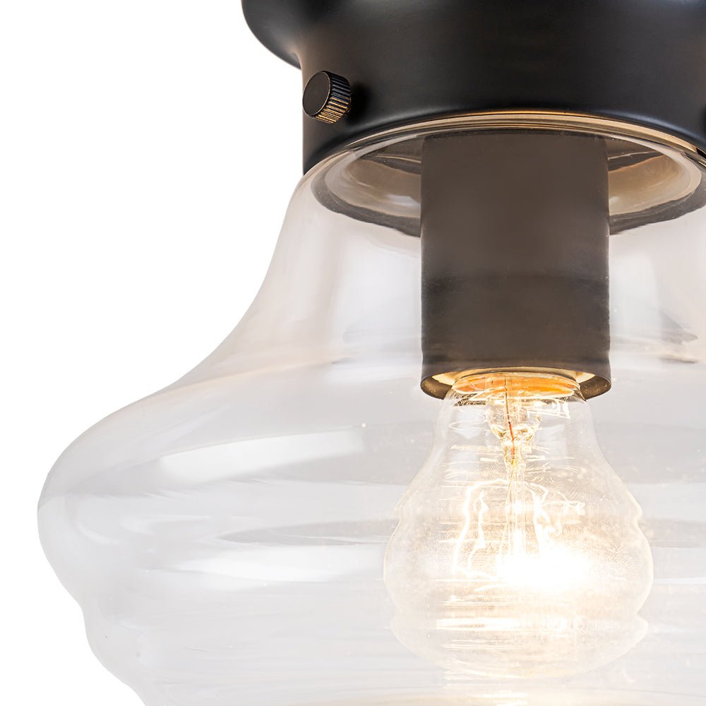Schoolhouse 1-light Round Clear Glass Shade Semi Flush Mount