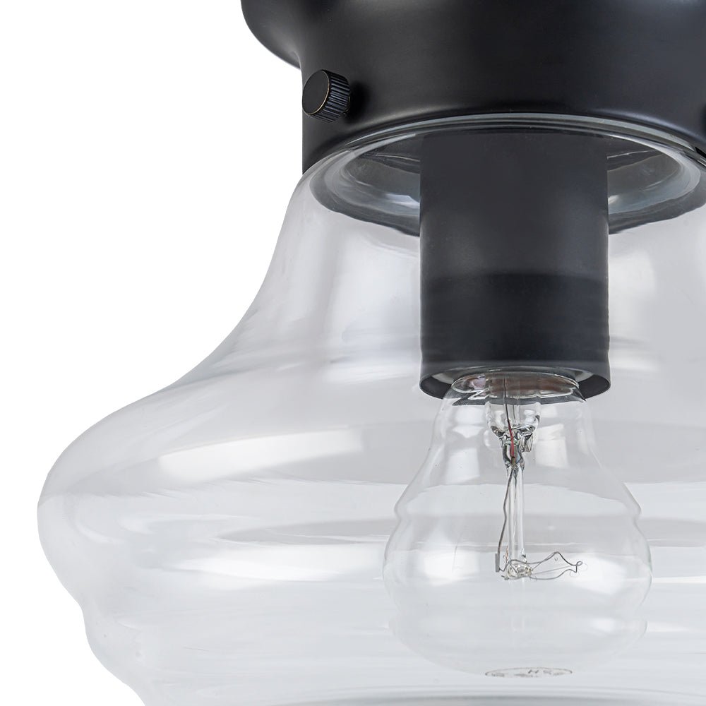 Schoolhouse 1-light Round Clear Glass Shade Semi Flush Mount
