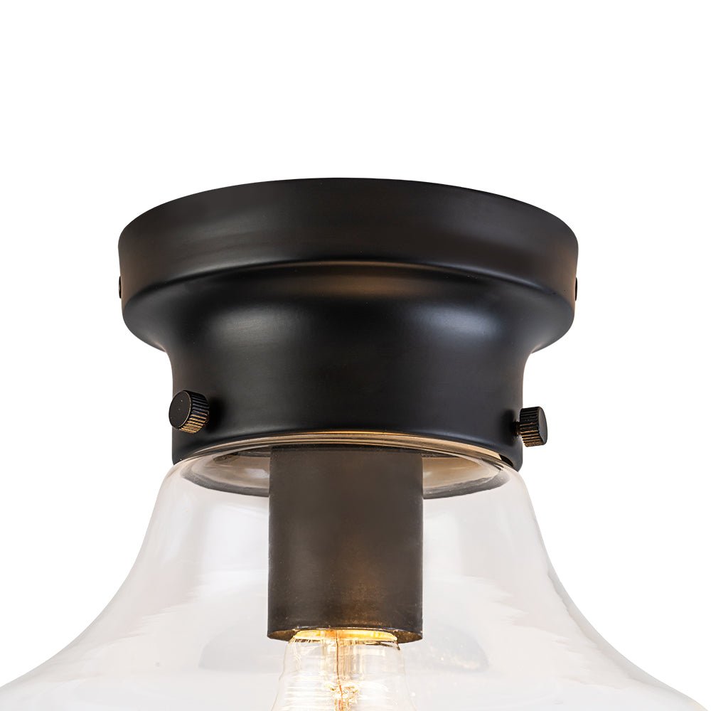 Schoolhouse 1-light Round Clear Glass Shade Semi Flush Mount