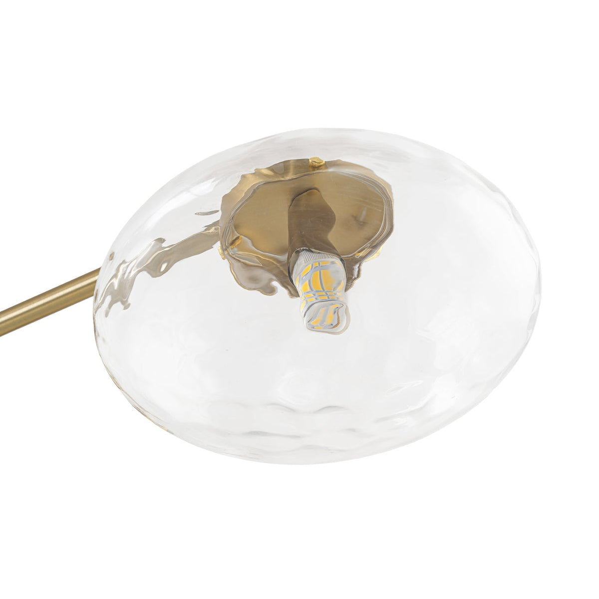 Sculptural Brass Hammered Glass Globe Sputnik Ceiling Light