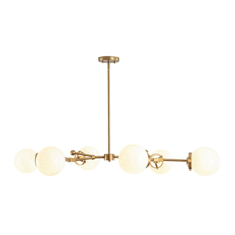 Shine Opal Glass Globe Linear Branch Island Chandelier