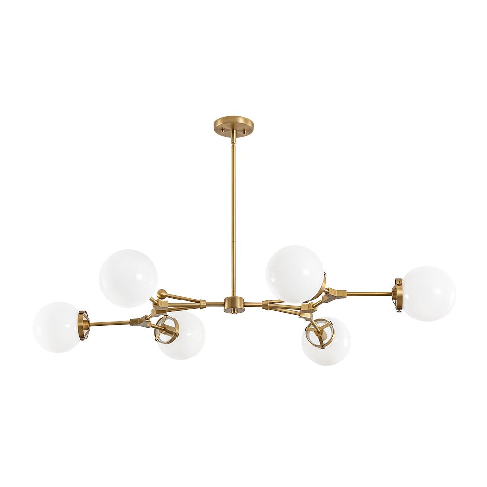 Shine Opal Glass Globe Linear Branch Island Chandelier
