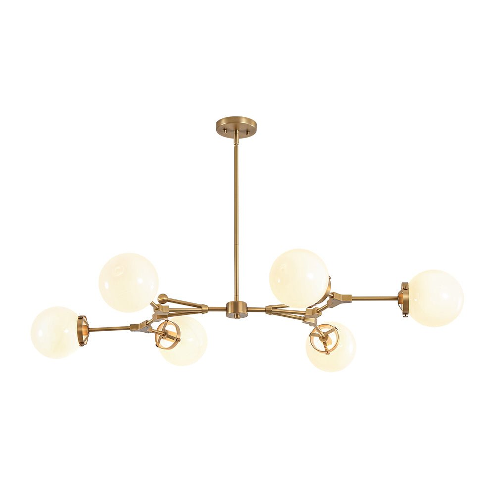 Shine Opal Glass Globe Linear Branch Island Chandelier