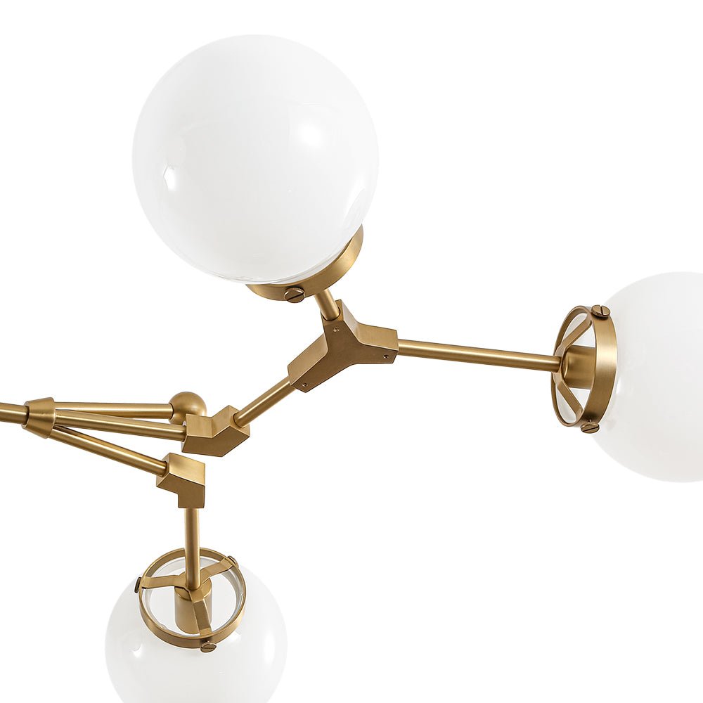 Shine Opal Glass Globe Linear Branch Island Chandelier