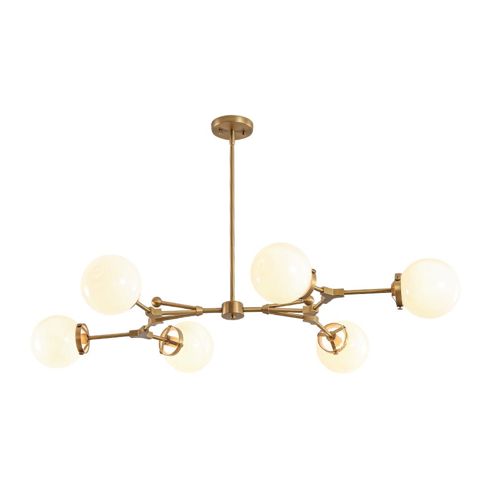 Shine Opal Glass Globe Linear Branch Island Chandelier