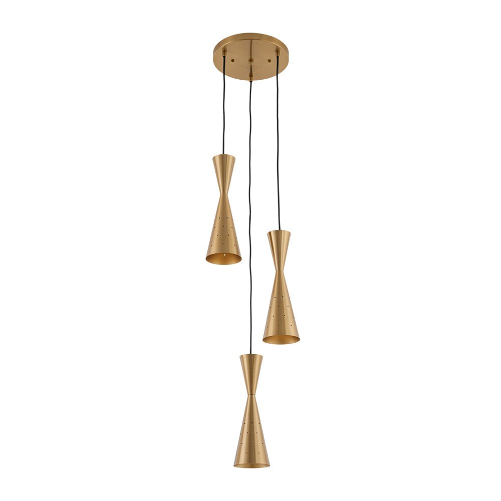 Starry 3-Light Cluster Metal Hourglass Round Entry Pendant