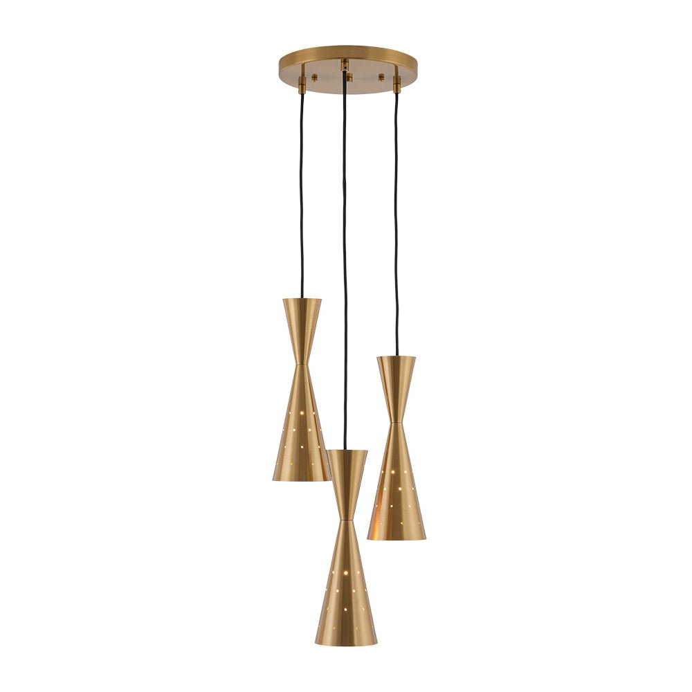 Starry 3-Light Cluster Metal Hourglass Round Entry Pendant