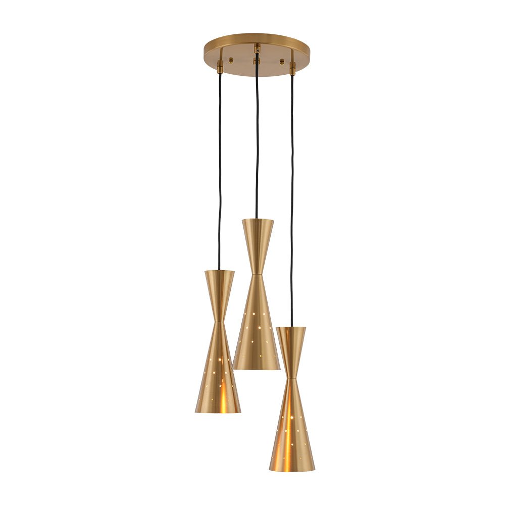 Starry 3-Light Cluster Metal Hourglass Round Entry Pendant