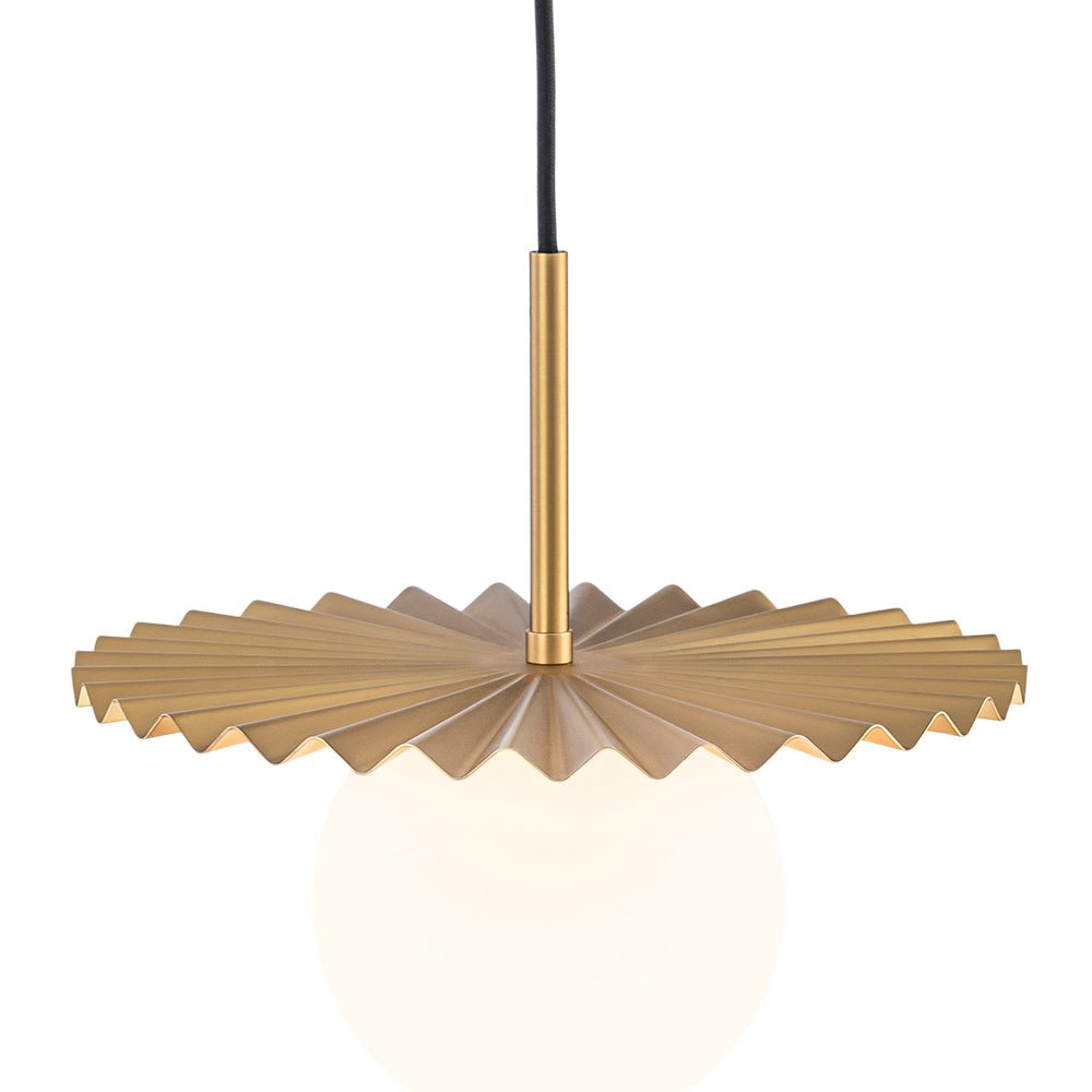 Sunburst Brass 1-Light Shine Opal Glass Globe Pendant