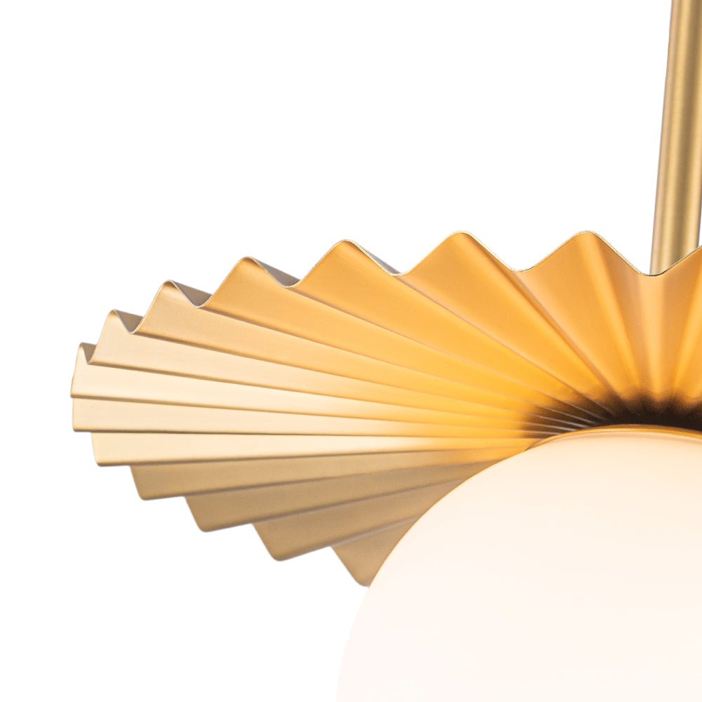 Sunburst Brass 1-Light Shine Opal Glass Globe Pendant