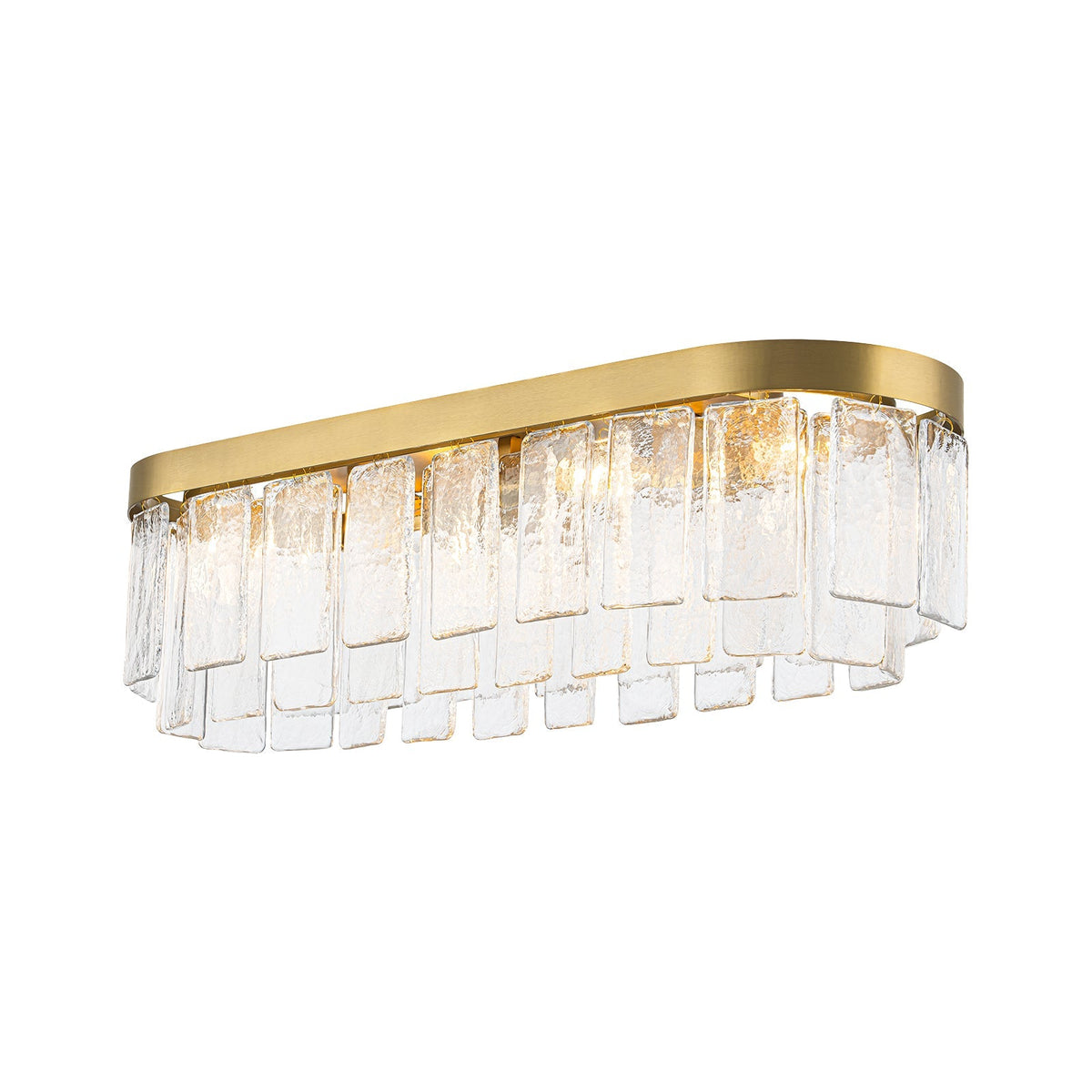 Tiered Hammered Water Glass Linear Flush Mount Ceiling Light