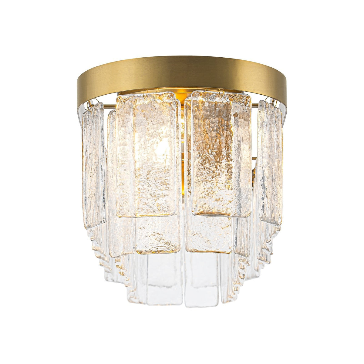 Tiered Hammered Water Glass Linear Flush Mount Ceiling Light