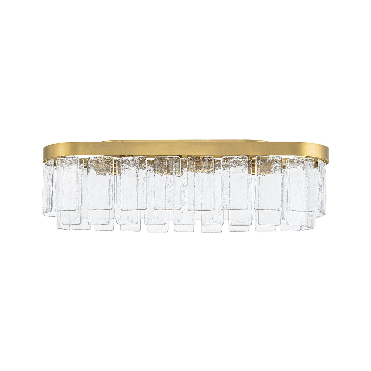 Tiered Hammered Water Glass Linear Flush Mount Ceiling Light