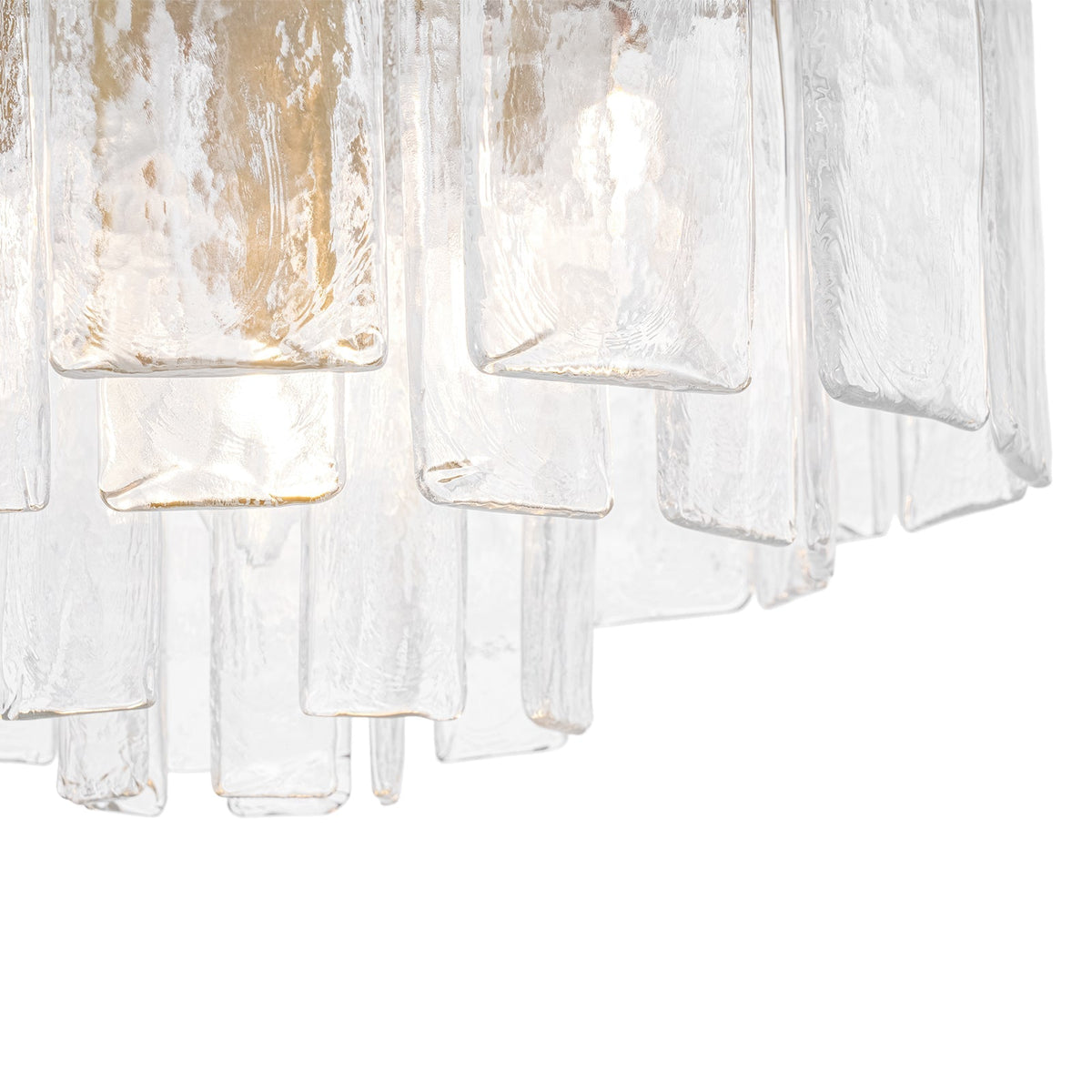 Tiered Hammered Water Glass Round Flush Mount Ceiling Light