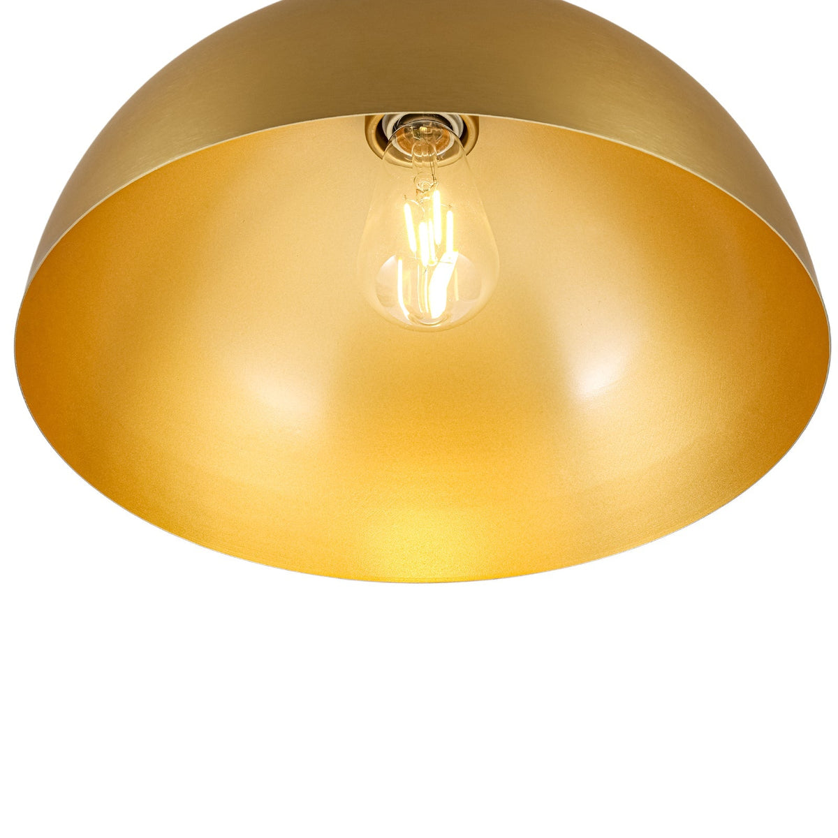 Vintage Brass 1-Light Iron Dome Flush Mount Light