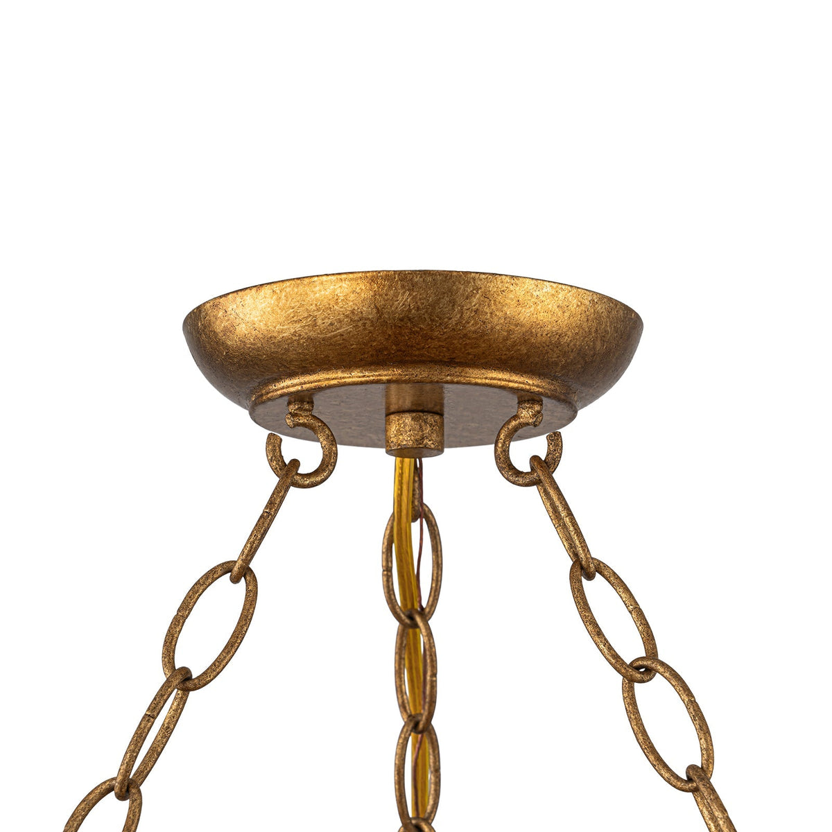 Vintage Distressed Gold Leaf Basket Semi Flush Mount