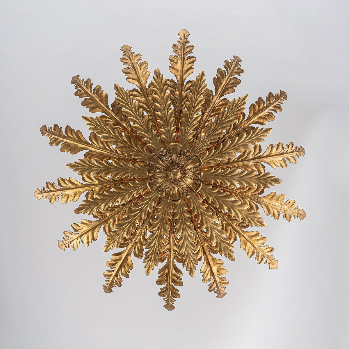 Vintage Distressed Gold Leaf Basket Semi Flush Mount