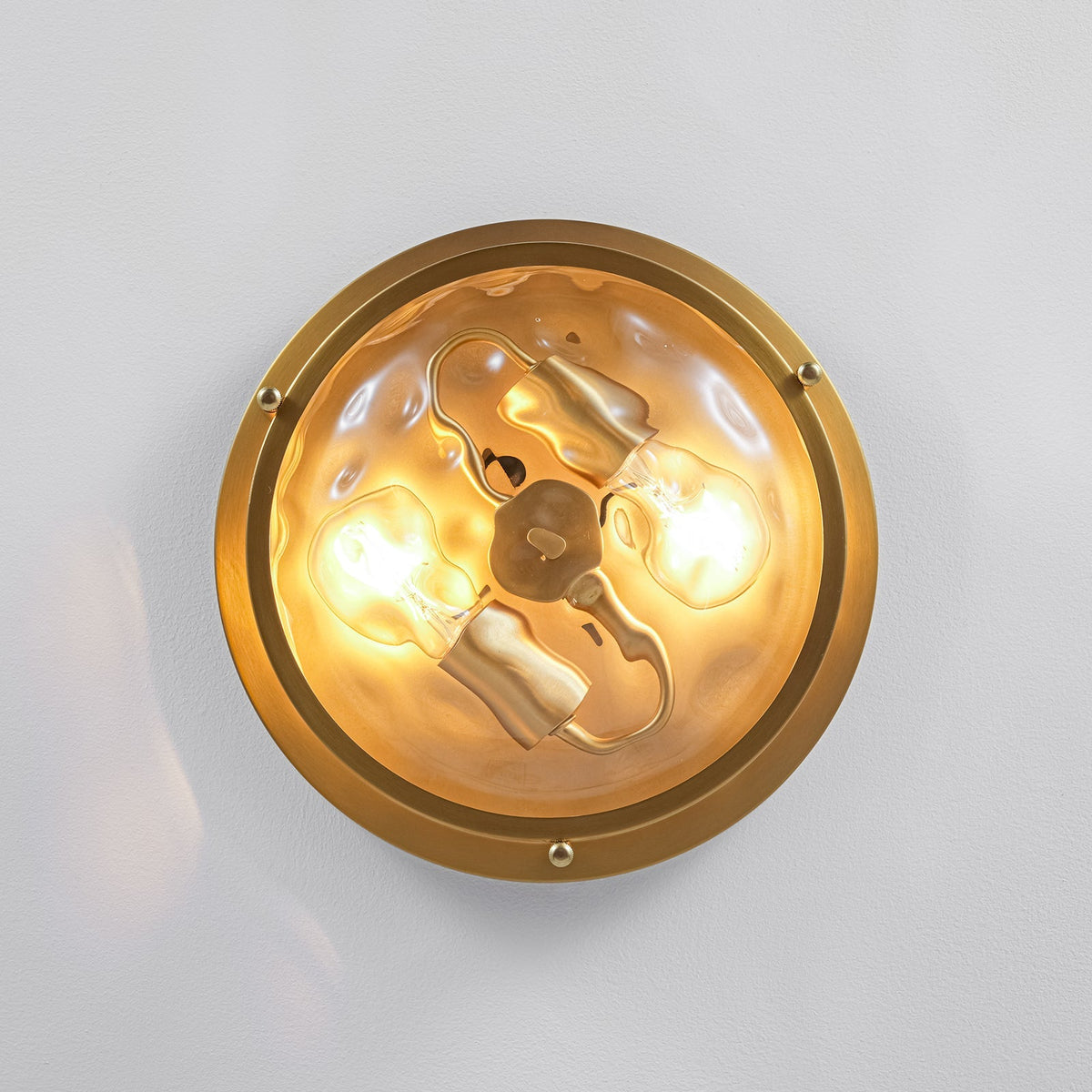 Water Hammered Glass Round Flush Mount Ceiling Light