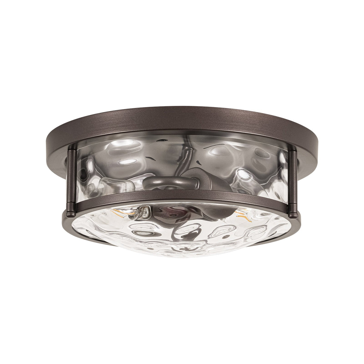 Water Hammered Glass Round Flush Mount Ceiling Light