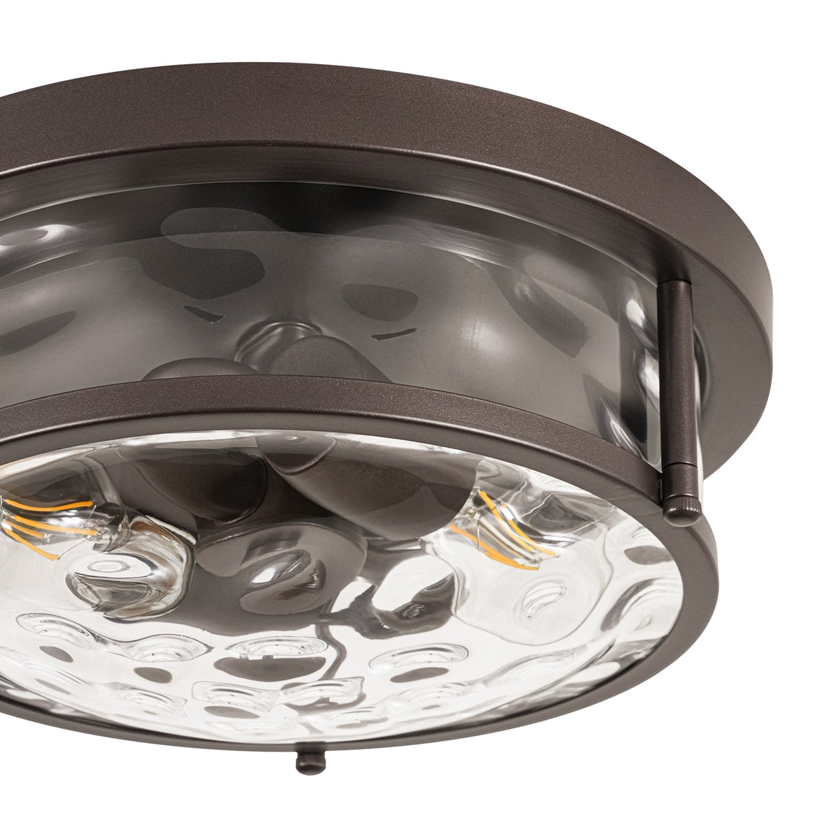 Water Hammered Glass Round Flush Mount Ceiling Light